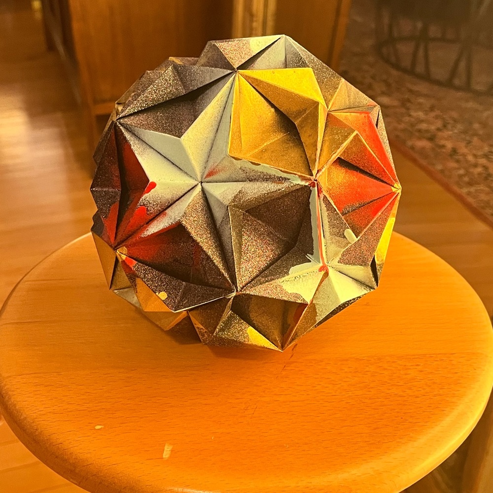 Custom hand painted origami sculpture
